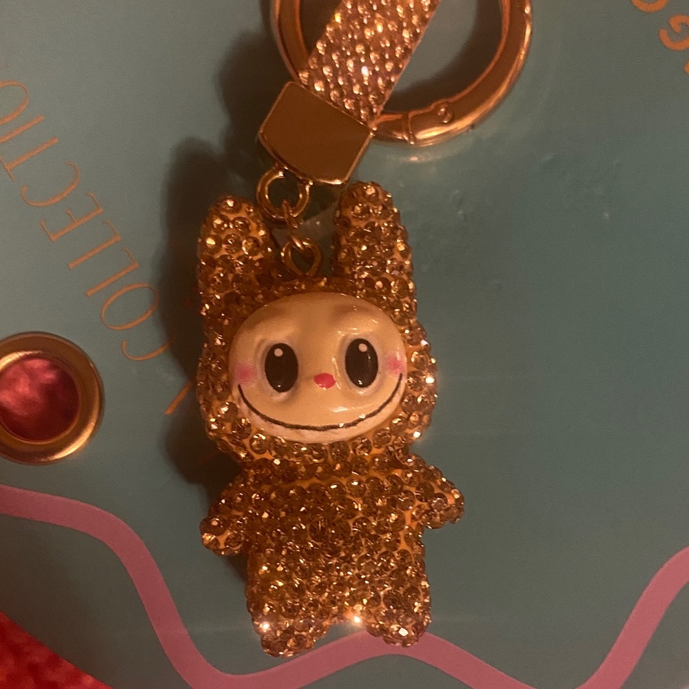 Gold Crystal Cat Key Holder